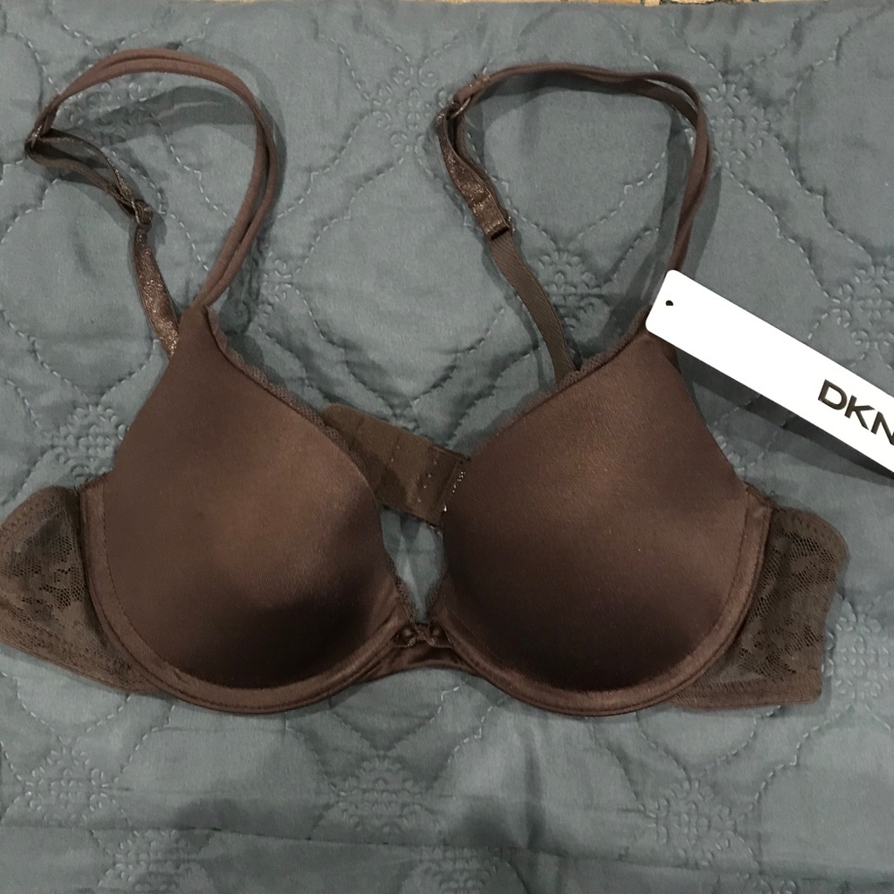 DKNY brown push up underwire bra 34A New